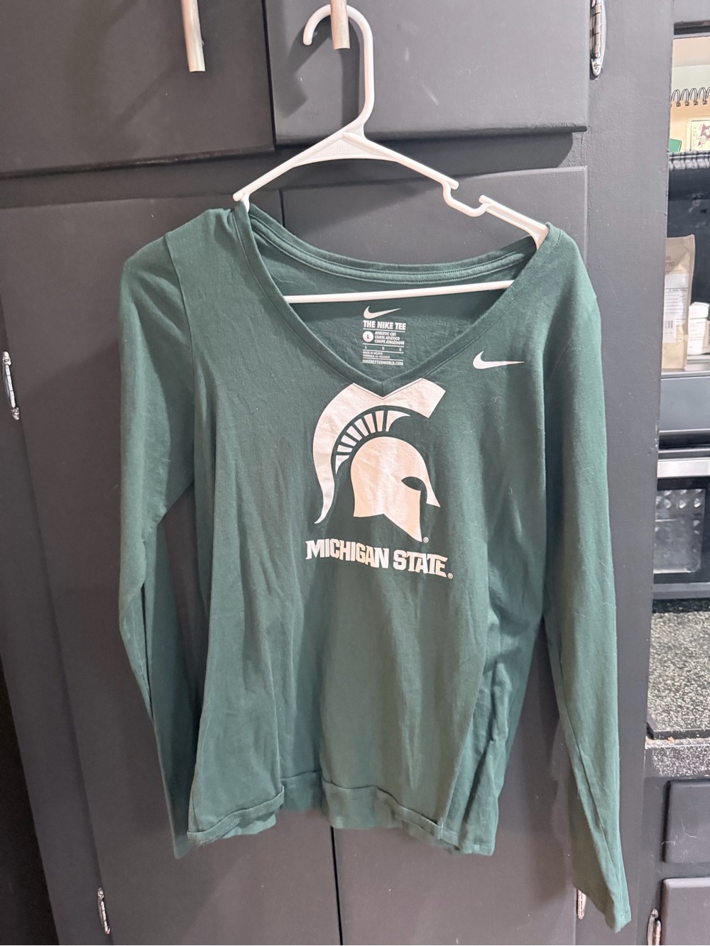 Nike Michigan State Green Long Sleeve Tee size large